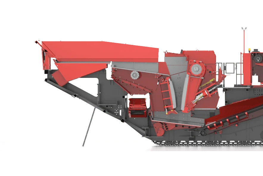 Standard pre-screen deck; screened material via bypass to discharge channel